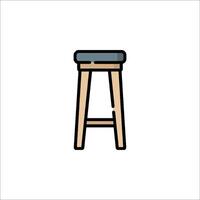 A stool with a blue seat and a wooden base vector
