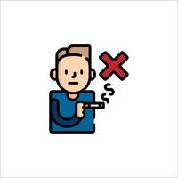 A man with a cigarette in his hand and a no smoking sign vector