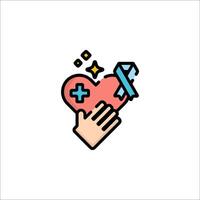 A hand holding a heart with a ribbon on it vector