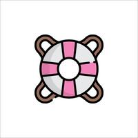 A pink and white life preserver icon vector