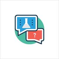 A speech bubble with a question mark and a flask vector