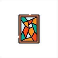 A stained glass window with a colorful design vector
