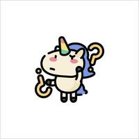 A cartoon unicorn with a question mark on its head vector