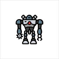 A robot icon with a red eye and a black arm vector