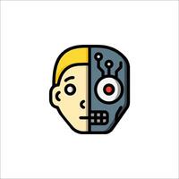 A robot head with a man's face on it vector