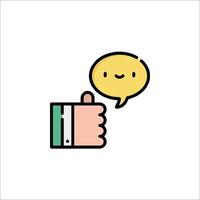 A hand with a thumbs up and a speech bubble vector