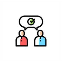 Two people talking with a speech bubble above them vector