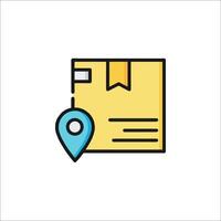 A map pin icon with a piece of paper and a map vector