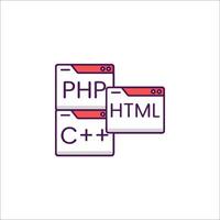 Php html and css icon illustration vector