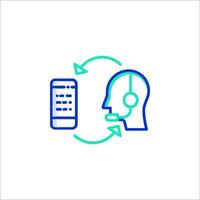 A phone icon with a person's head and a phone vector