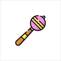 A pink and yellow maracas icon on a white background vector