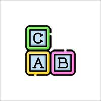 A colorful block with the word cab on it vector