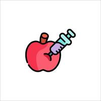 An apple with a syringe in it vector