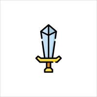 A sword icon with a gold handle and a blue blade vector