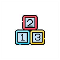 A colorful set of blocks with the number two and three vector