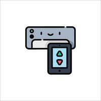 A printer and a tablet computer are connected to each other vector