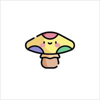 A cartoon mushroom with a smiley face on it vector