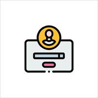 A person is sitting on a computer with a yellow icon vector