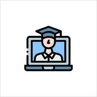 A laptop with a graduation cap on it vector