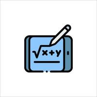 A tablet with a calculator and pen icon vector