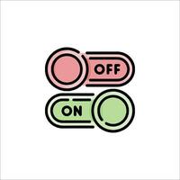 Two buttons with the words on and off on them vector