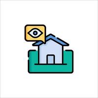 A house with an eye icon on it vector
