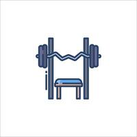 A barbell and bench icon on a white background vector
