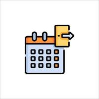 A calendar icon with a calendar and a clock vector