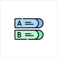 A b c icon with a green and blue background vector