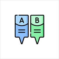 Two green and blue markers with the letter a and b vector