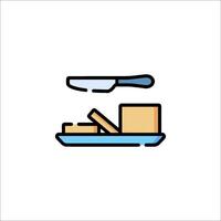 A knife and a piece of cheese on a plate vector