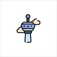 A cartoon tower with a blue sky and clouds vector