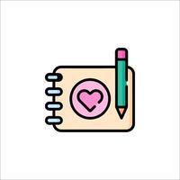 A notebook with a heart and pencil icon vector