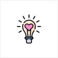Light bulb with heart icon vector
