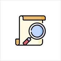 A magnifying glass and a scroll icon vector