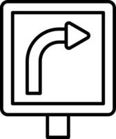 Right Bend Line Icon vector