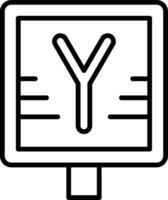 Y Intersection Line Icon vector