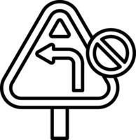 No Turn Left Line Icon vector