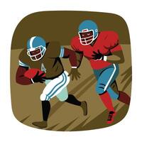 A flat style illustration of player playing with gridiron ball vector