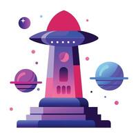 A flat style icon of ufo tower vector