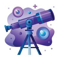 Space telescope icon in flat style vector