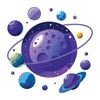 Saturn planet icon in flat style vector
