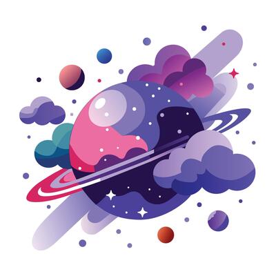 Saturn planet icon in flat style