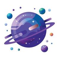 Saturn planet icon in flat style vector