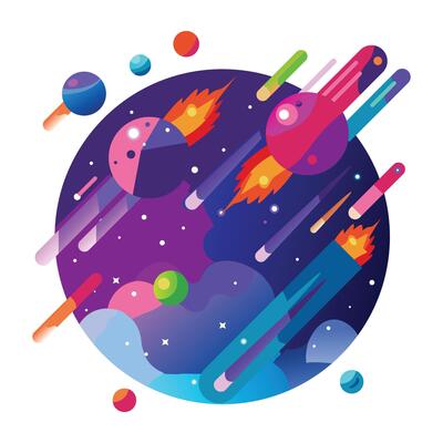 Saturn planet icon in flat style
