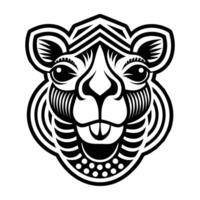 A camel head with a black and white design vector