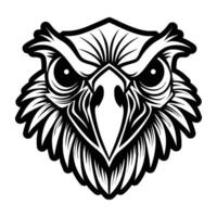 An eagle head with a black and white outline vector