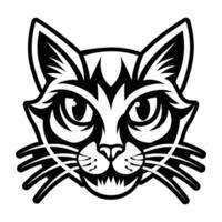 A cat head with a black and white design vector