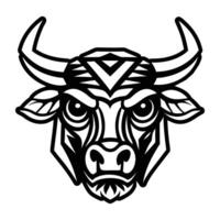 A bull head with horns and a tribal design vector
