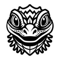 A lizard head with a black and white design vector